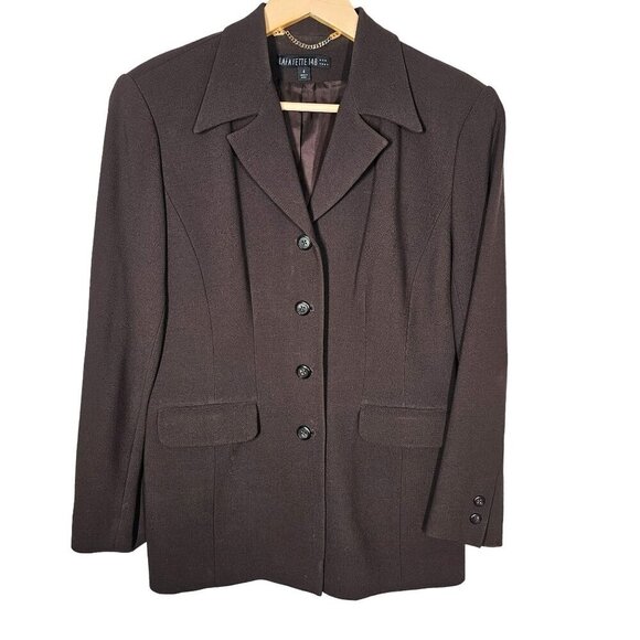 Lafayette 148 Womens Chocolate Brown Blazer Classic Chic Streetstyle* Size 4 - Picture 1 of 13